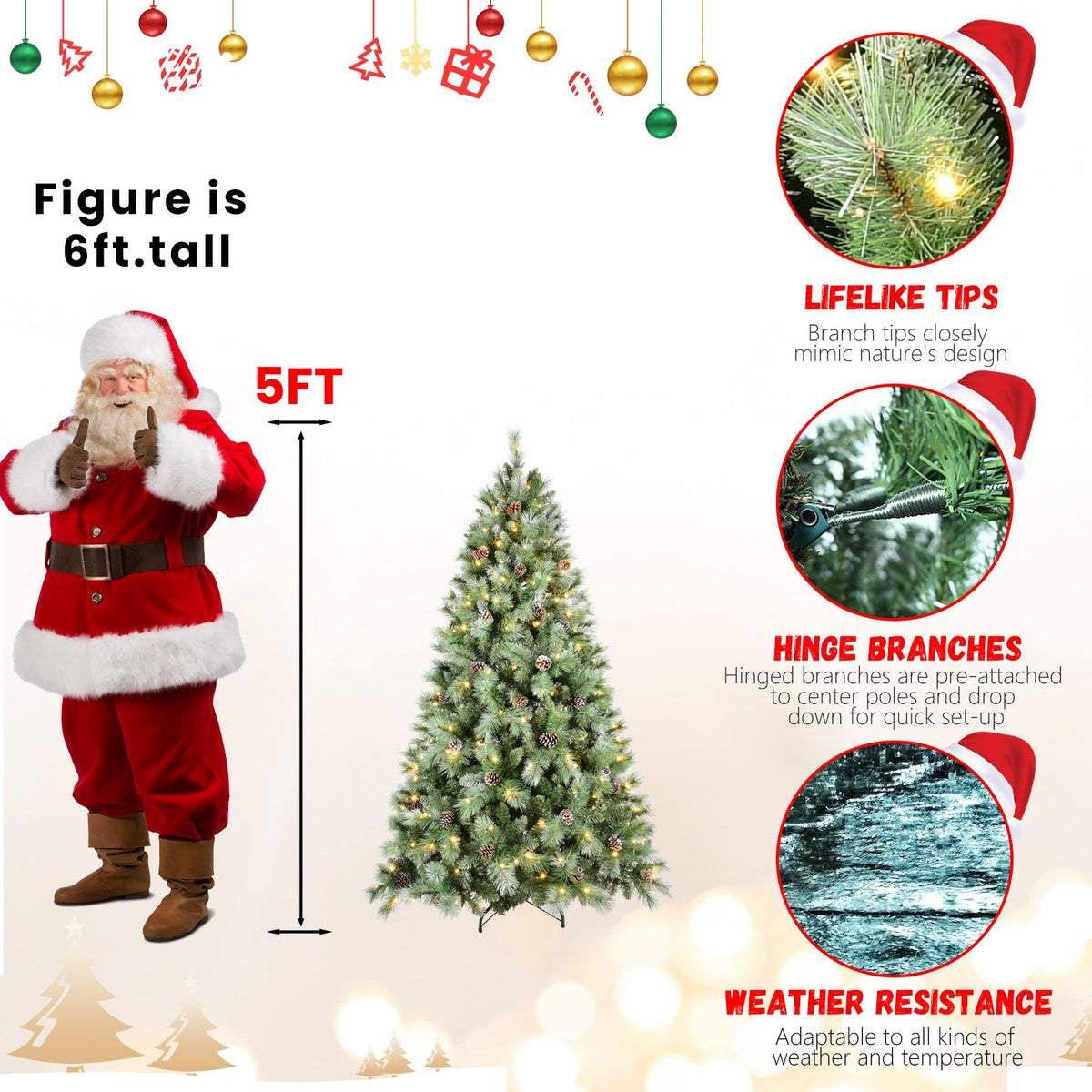 PVC/Hard Needle Mixed Tree with Pine Cones - Sonkuki