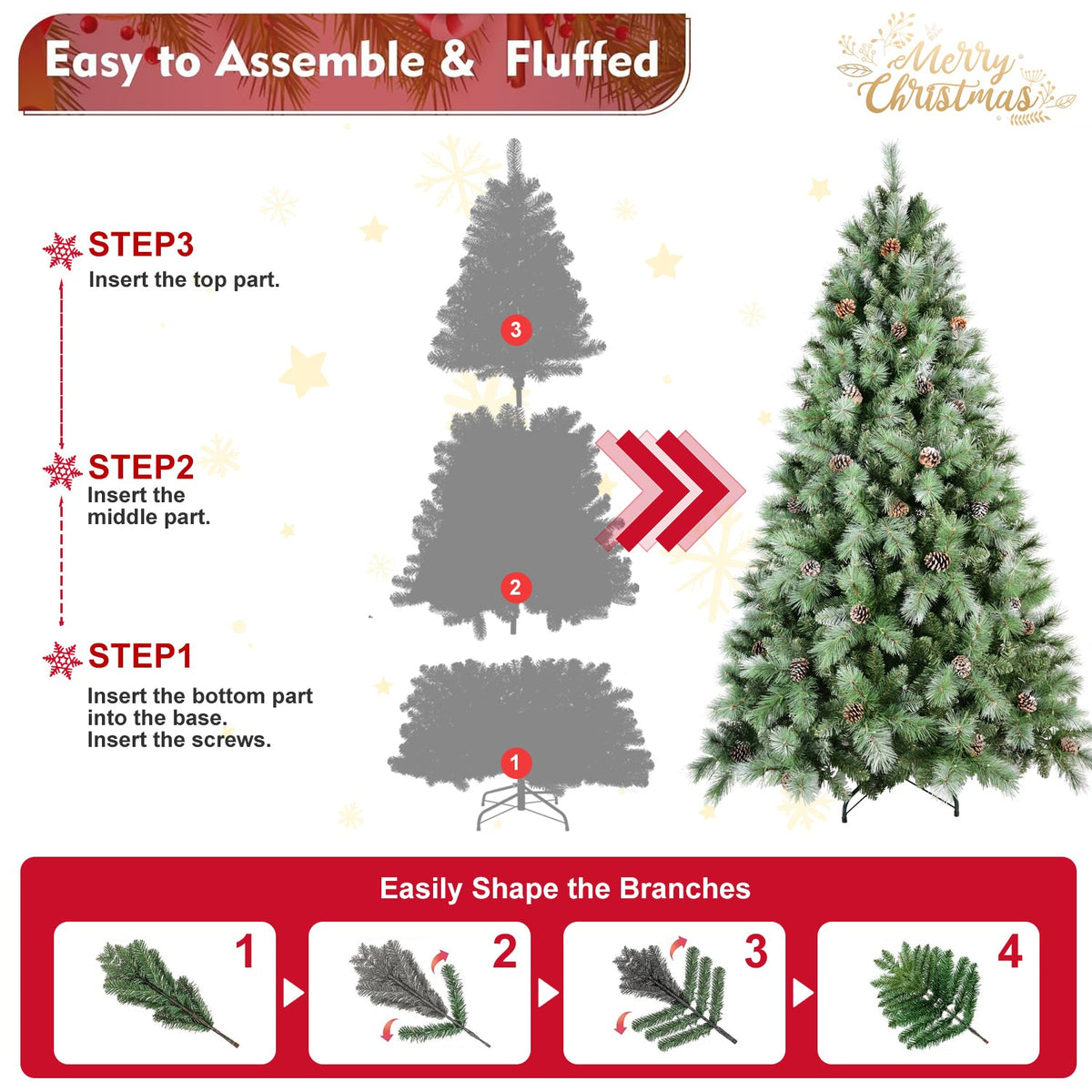 PVC/Hard Needle Mixed Tree with Pine Cones - Sonkuki