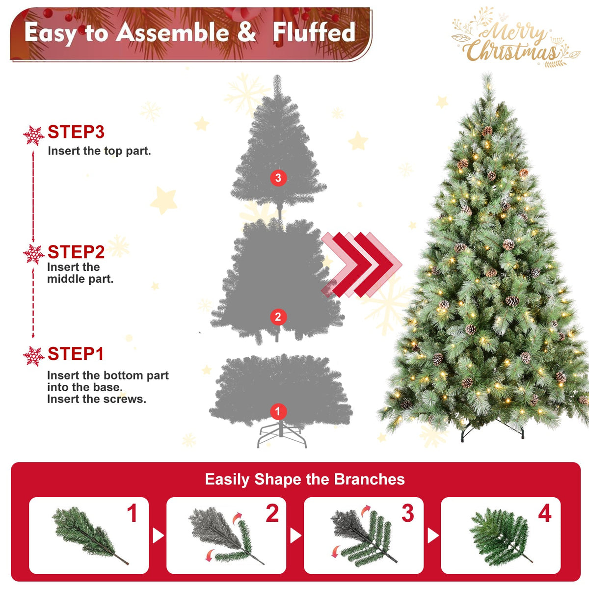 PVC/Hard Needle Mixed Tree with Pine Cones - Sonkuki