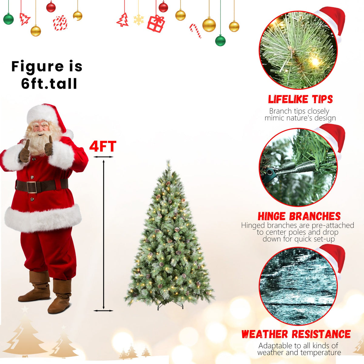PVC/Hard Needle Mixed Tree with Pine Cones - Sonkuki