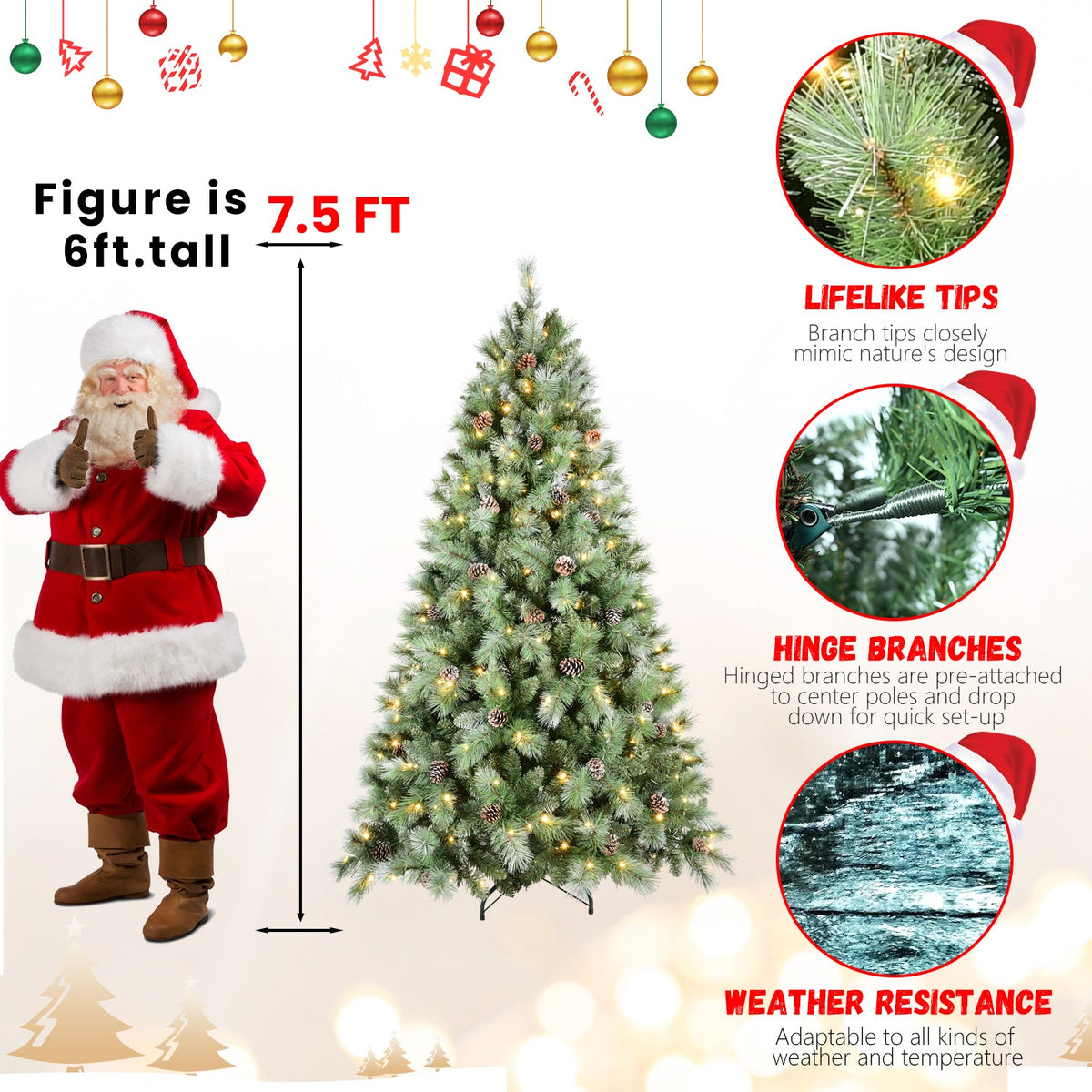 PVC/Hard Needle Mixed Tree with Pine Cones - Sonkuki