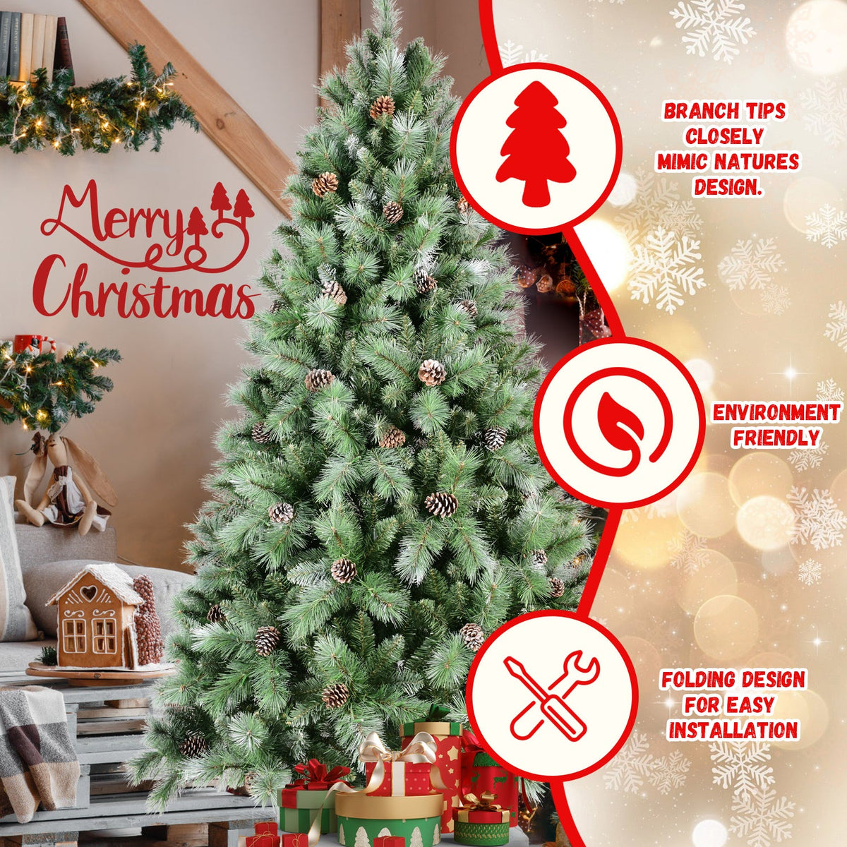 PVC/Hard Needle Mixed Tree with Pine Cones - Sonkuki