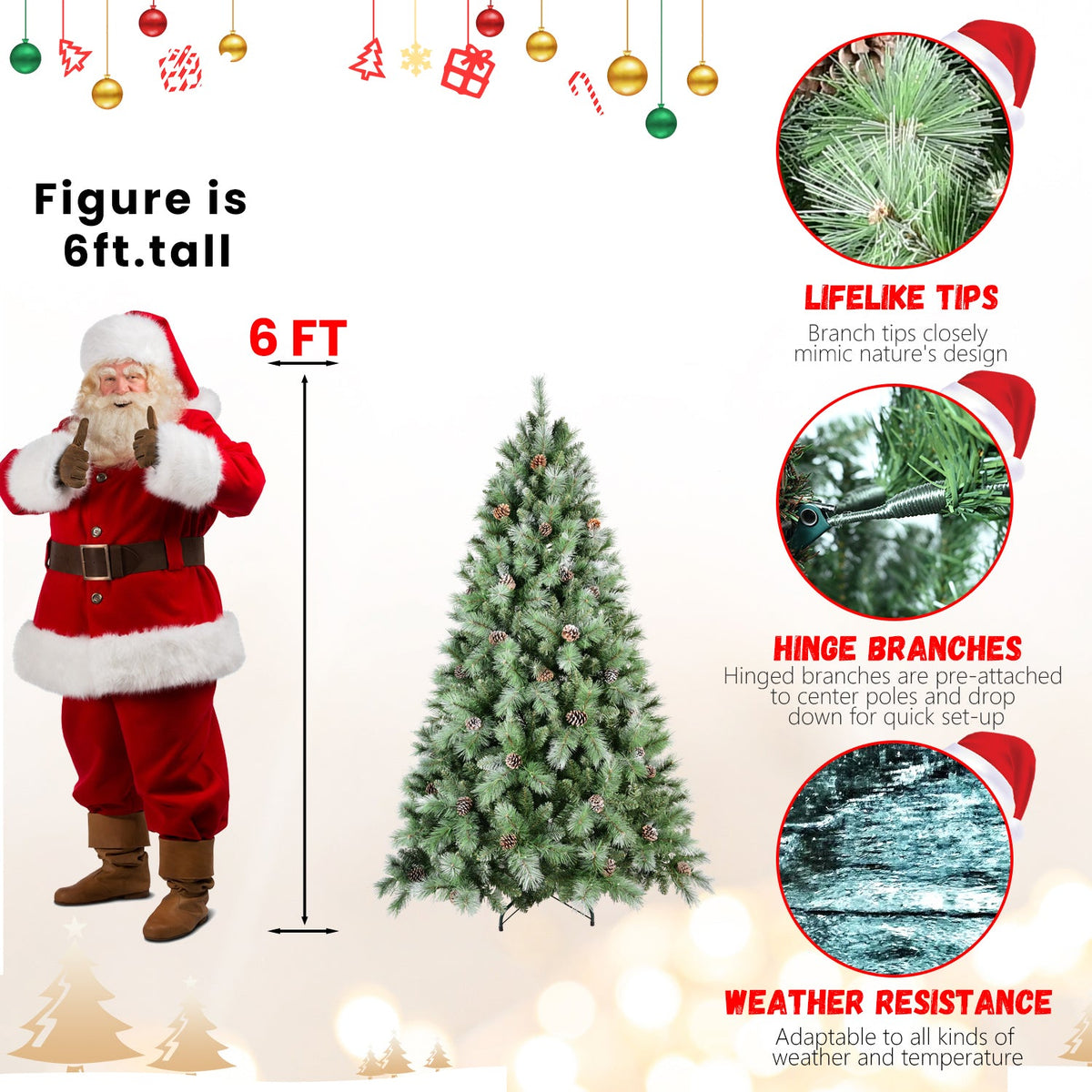 PVC/Hard Needle Mixed Tree with Pine Cones - Sonkuki
