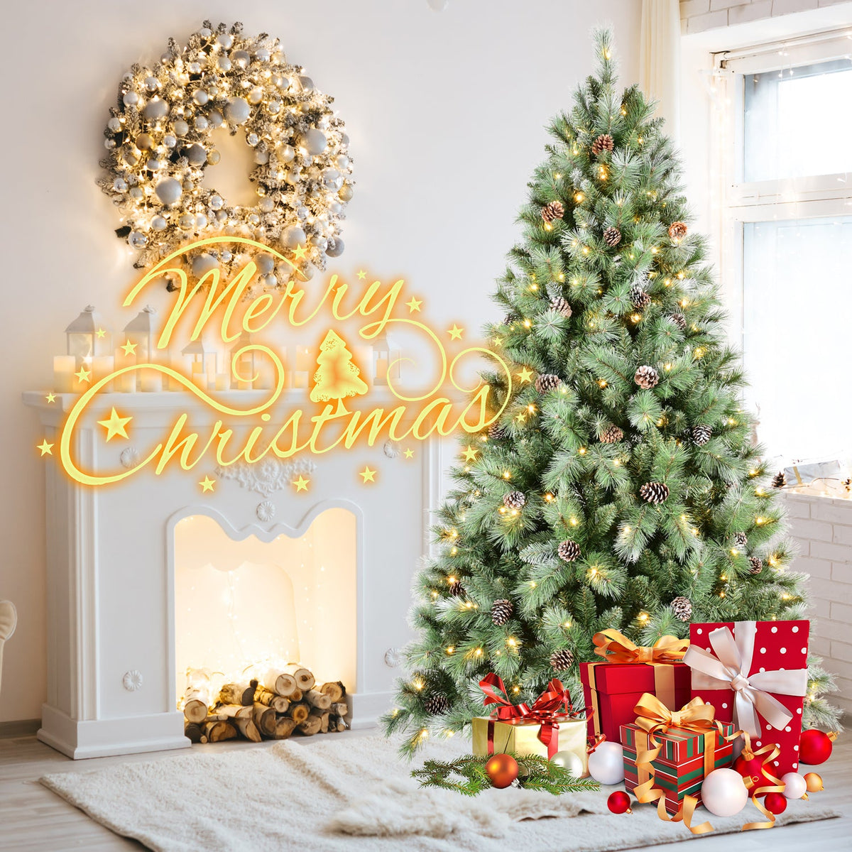 PVC/Hard Needle Mixed Tree with Pine Cones - Sonkuki