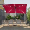 SONKUKI LED 10 x 6.5ft Aluminum Patio Market rectangle Outdoor Umbrellas with Solar Lights and Sturdy Ribs - Sonkuki