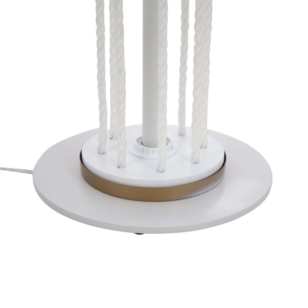 Rope 62" Contemporary Floor Lamp in Natural Wood, White Metal and White Rope Accent by LumiSource - Sonkuki