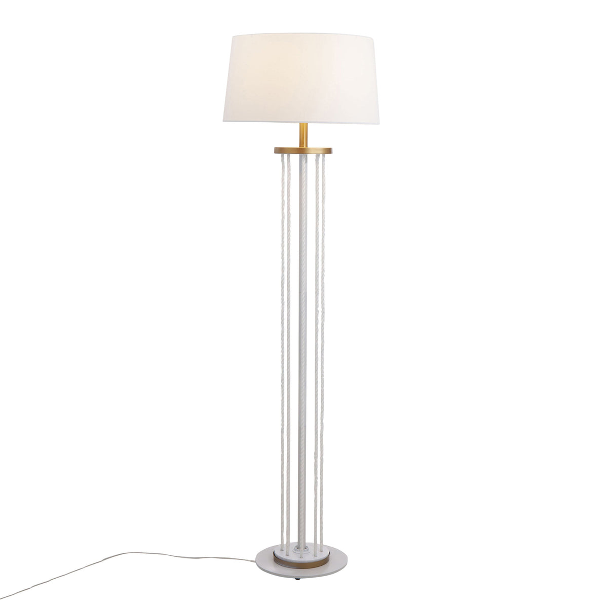 Rope 62" Contemporary Floor Lamp in Natural Wood, White Metal and White Rope Accent by LumiSource - Sonkuki