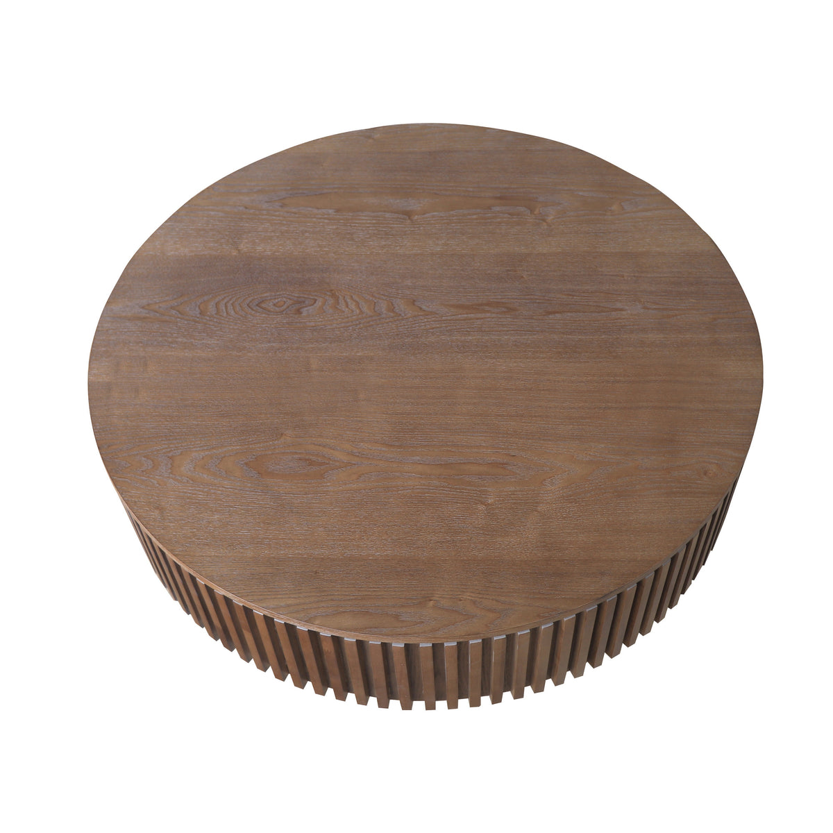Round Coffee Table with Storage Solid Wood Veneered Modern Coffee Table Accent Tea Table - Sonkuki