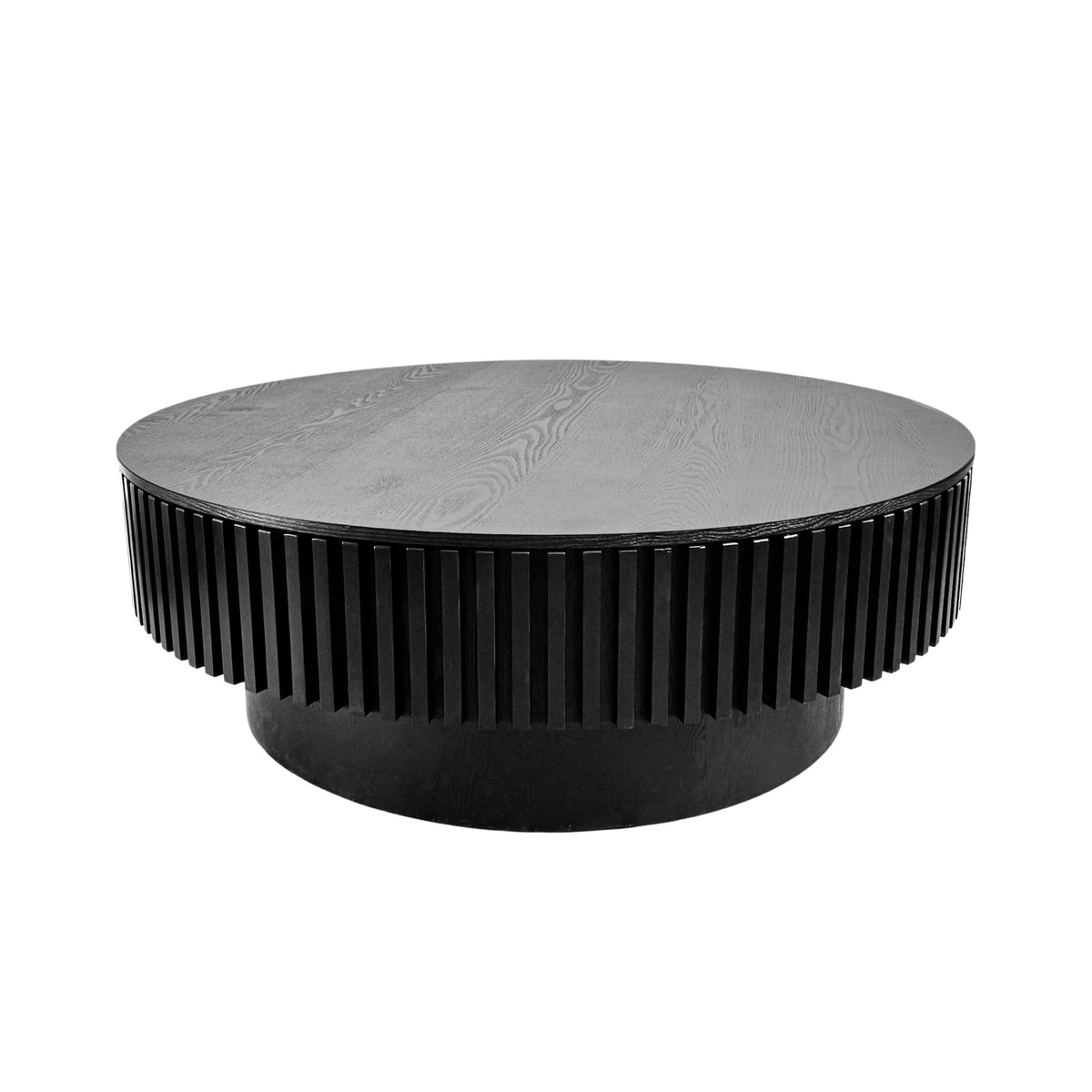 Round Coffee Table with Storage Solid Wood Veneered Modern Coffee Table Accent Tea Table - Sonkuki