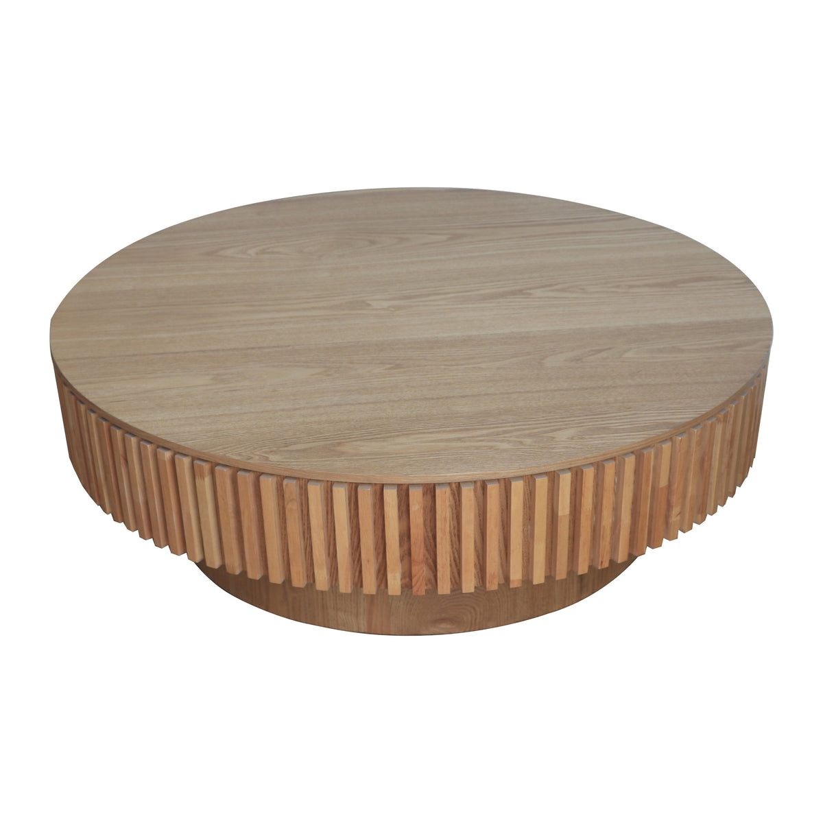 Round Coffee Table with Storage Solid Wood Veneered Modern Coffee Table Accent Tea Table - Sonkuki