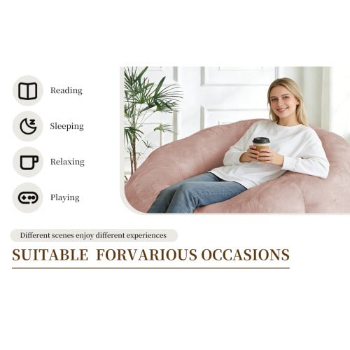 Round Floral Bean Bag Chair,Comfort and Body-Contouring Support for Versatile Home Relaxation and Decor Integration - Sonkuki