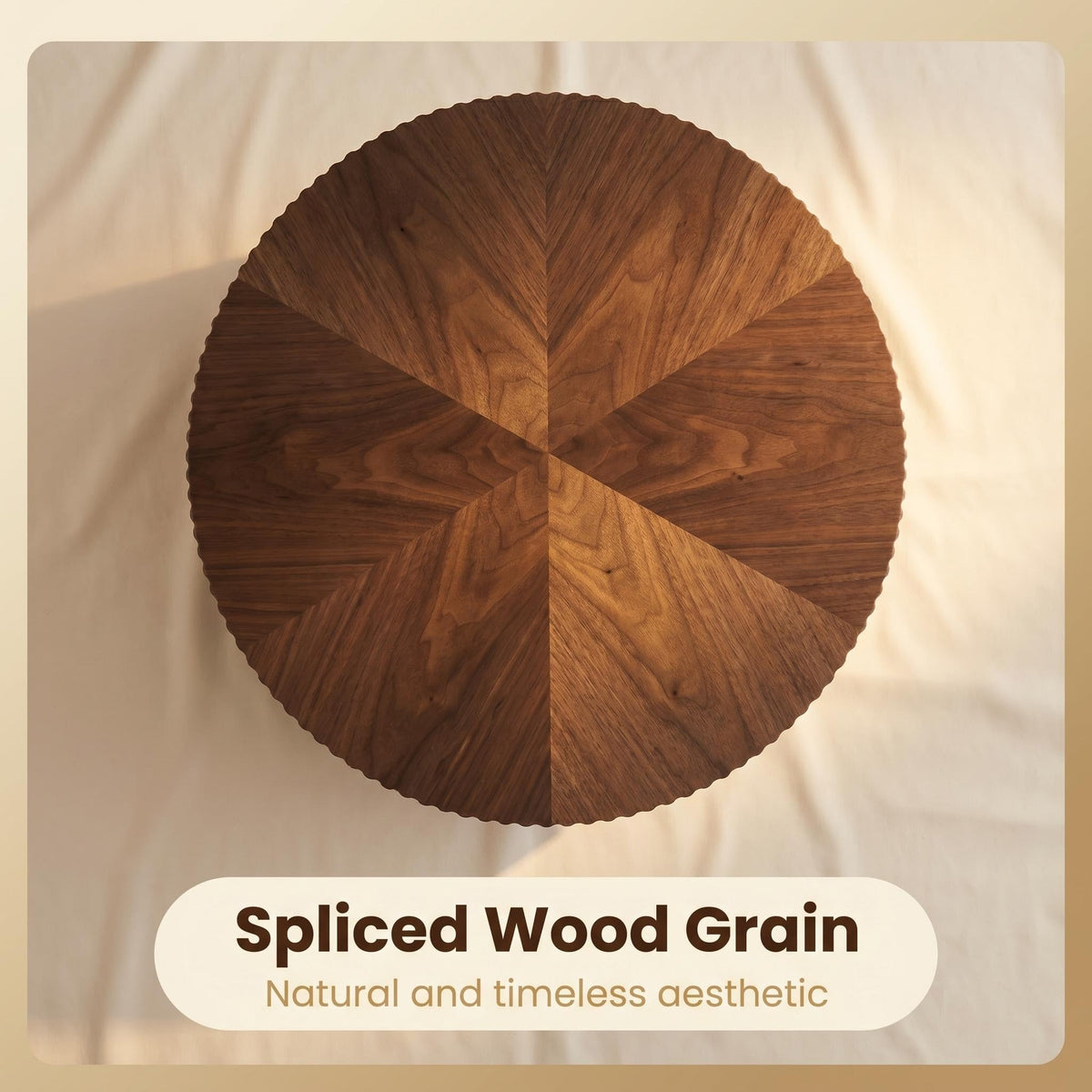 Round Wood 31.49 inch Coffee table for Living Room Table Walnut Suitable for Bedroom, Living Room, Office - Sonkuki