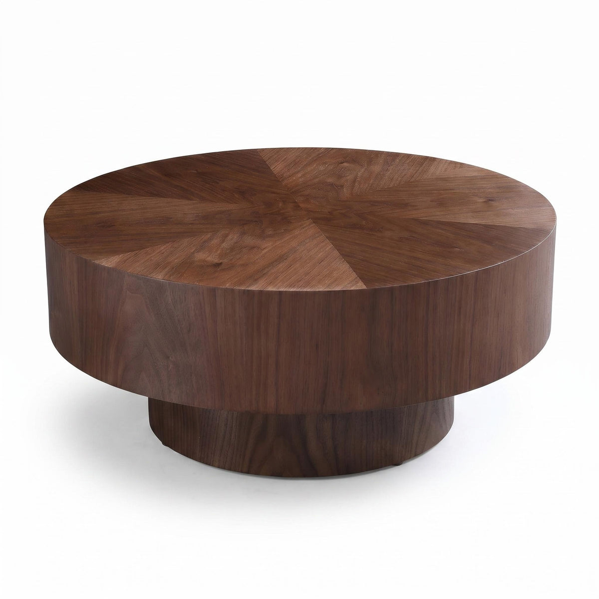 Round Wood 31.49 inch Coffee table for Living Room Table Walnut Suitable for Bedroom, Living Room, Office - Sonkuki