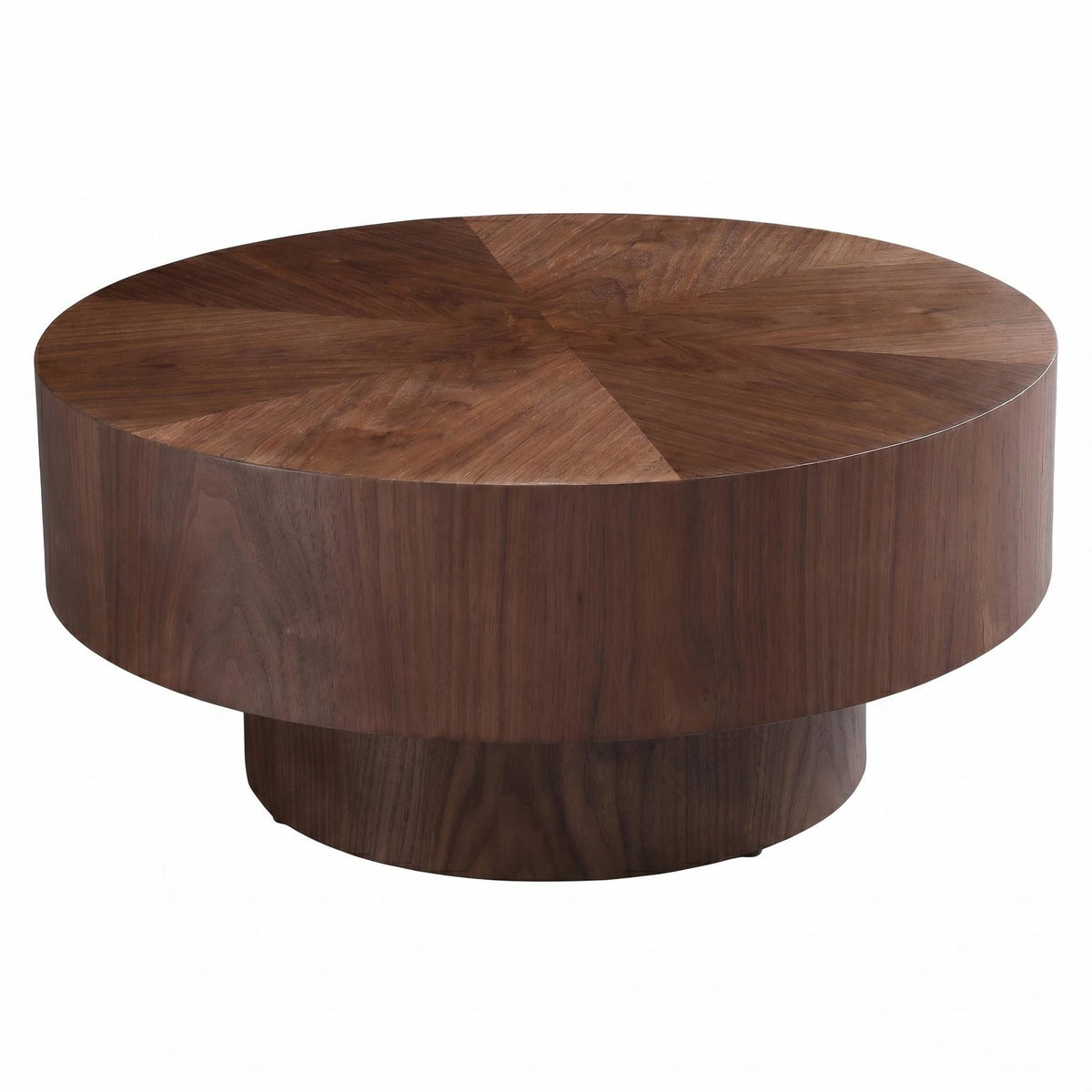 Round Wood 31.49 inch Coffee table for Living Room Table Walnut Suitable for Bedroom, Living Room, Office - Sonkuki