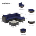 SONKUKI 5-Piece Outdoor Sectional Furniture Patio Conversation PE Rattan Wicker Sofa Set - Sonkuki