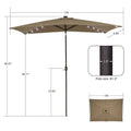 SONKUKI LED 10 x 6.5ft Aluminum Patio Market rectangle Outdoor Umbrellas with Solar Lights and Sturdy Ribs - Sonkuki