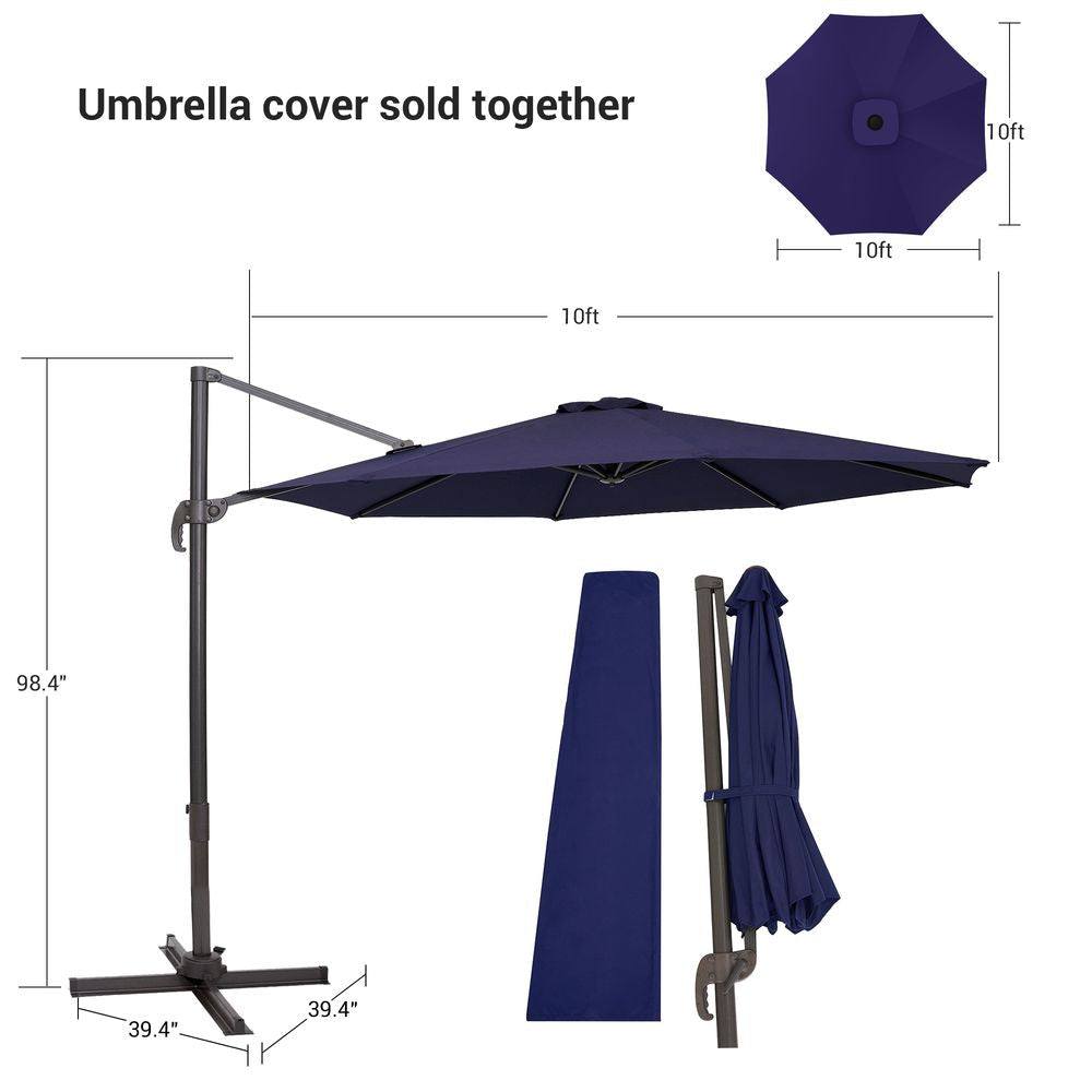 SONKUKI 10ft Patio Outdoor Cantilever Rotatable UPF80+ Patio Umbrella - Sonkuki