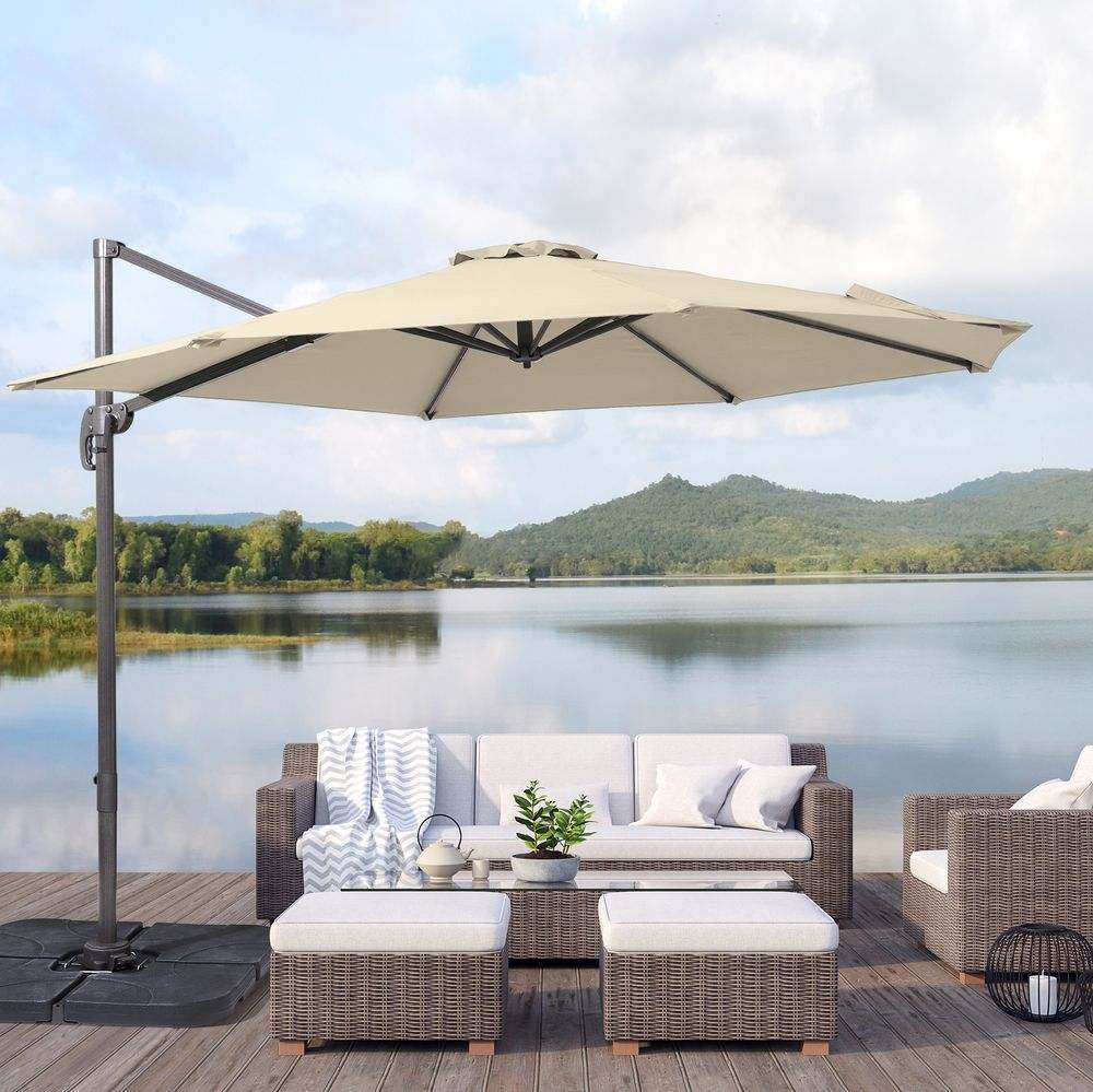 SONKUKI 10ft Patio Outdoor Cantilever Rotatable UPF80+ Patio Umbrella - Sonkuki