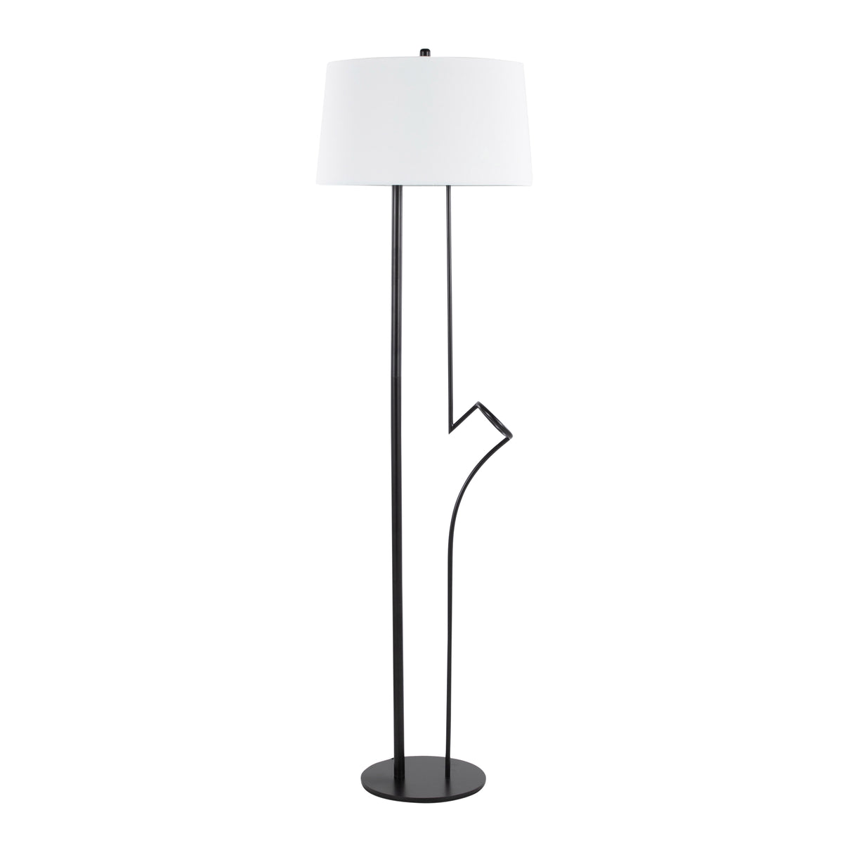 Shadow Contemporary Floor Lamp in Black Steel with White Linen Shade by LumiSource - main product image