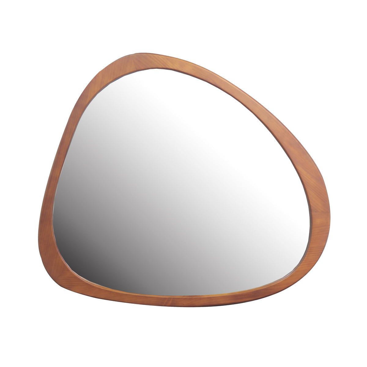 Solid Wood Mirror 45 Inch Asymmetrical Wall Mirror Wooden Framed Mirror Large Sized Dressing Mirror, for Living Room, Bedroom, Bathroom, Hallway or Entry Way, Walnut - Sonkuki