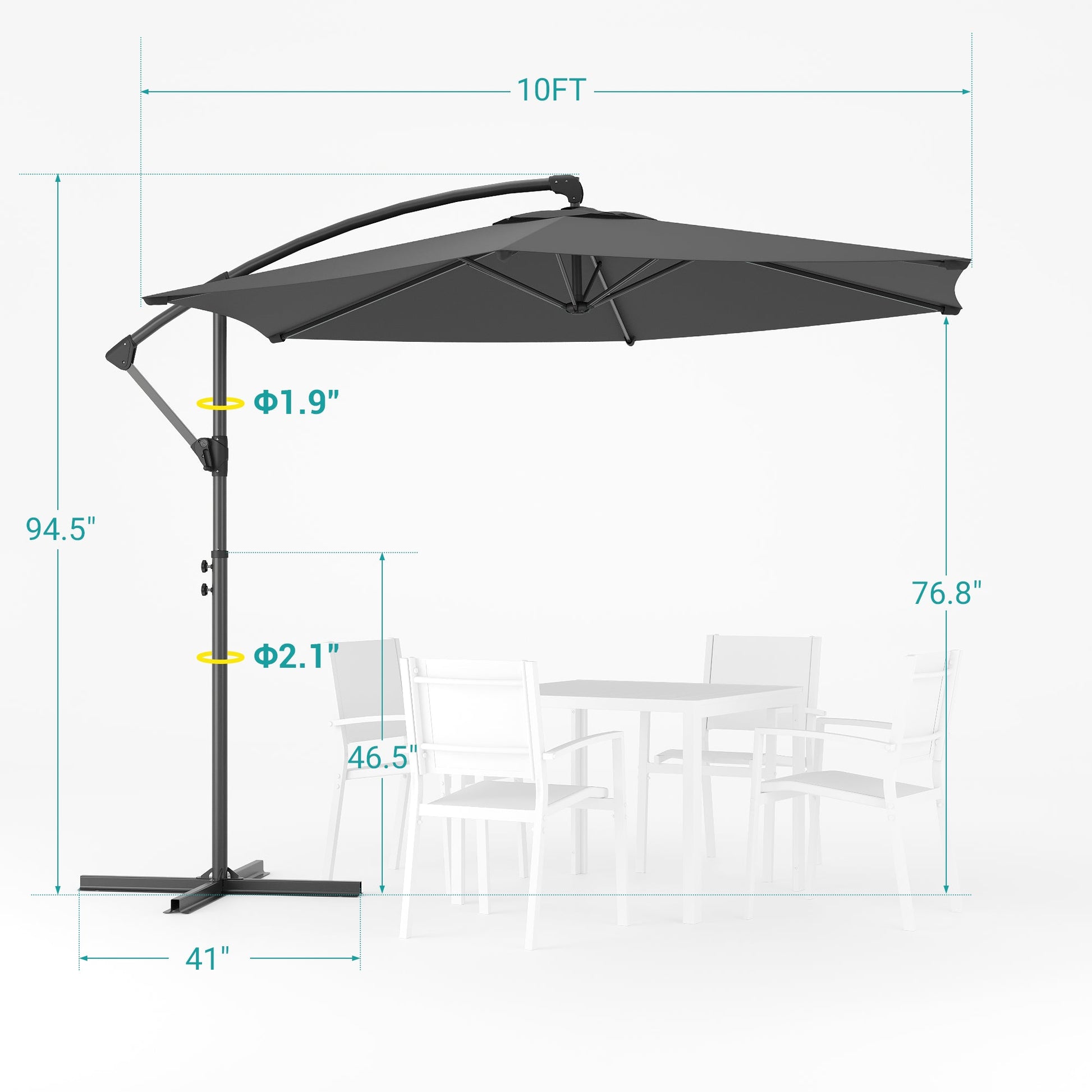 Sonkuki 10ft Patio Offset Umbrella, Foldable Crank & Safety Lock, Outdoor Cantilever Hanging Umbrella, Fade Resistant Fabric, for Pool, Deck, Garden - Sonkuki