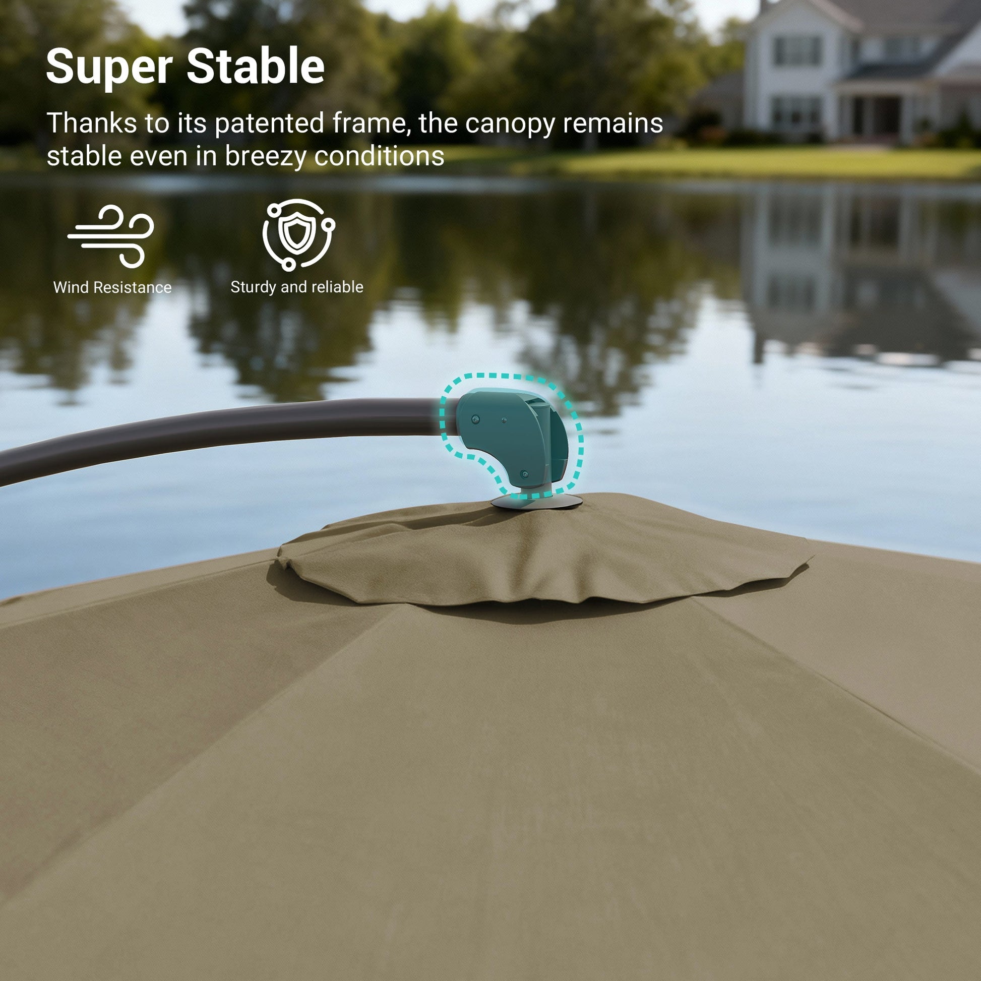 Sonkuki 10ft Patio Offset Umbrella, Foldable Crank & Safety Lock, Outdoor Cantilever Hanging Umbrella, Fade Resistant Fabric, for Pool, Deck, Garden - Sonkuki