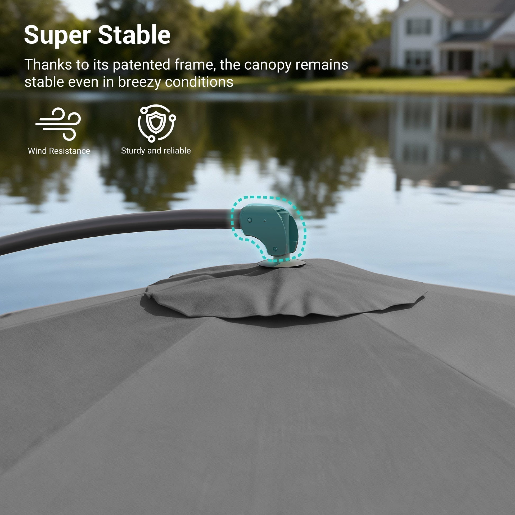 Sonkuki 10ft Patio Offset Umbrella, Foldable Crank & Safety Lock, Outdoor Cantilever Hanging Umbrella, Fade Resistant Fabric, for Pool, Deck, Garden - Sonkuki