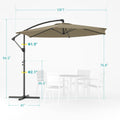 Sonkuki 10ft Patio Offset Umbrella, Foldable Crank & Safety Lock, Outdoor Cantilever Hanging Umbrella, Fade Resistant Fabric, for Pool, Deck, Garden - Sonkuki