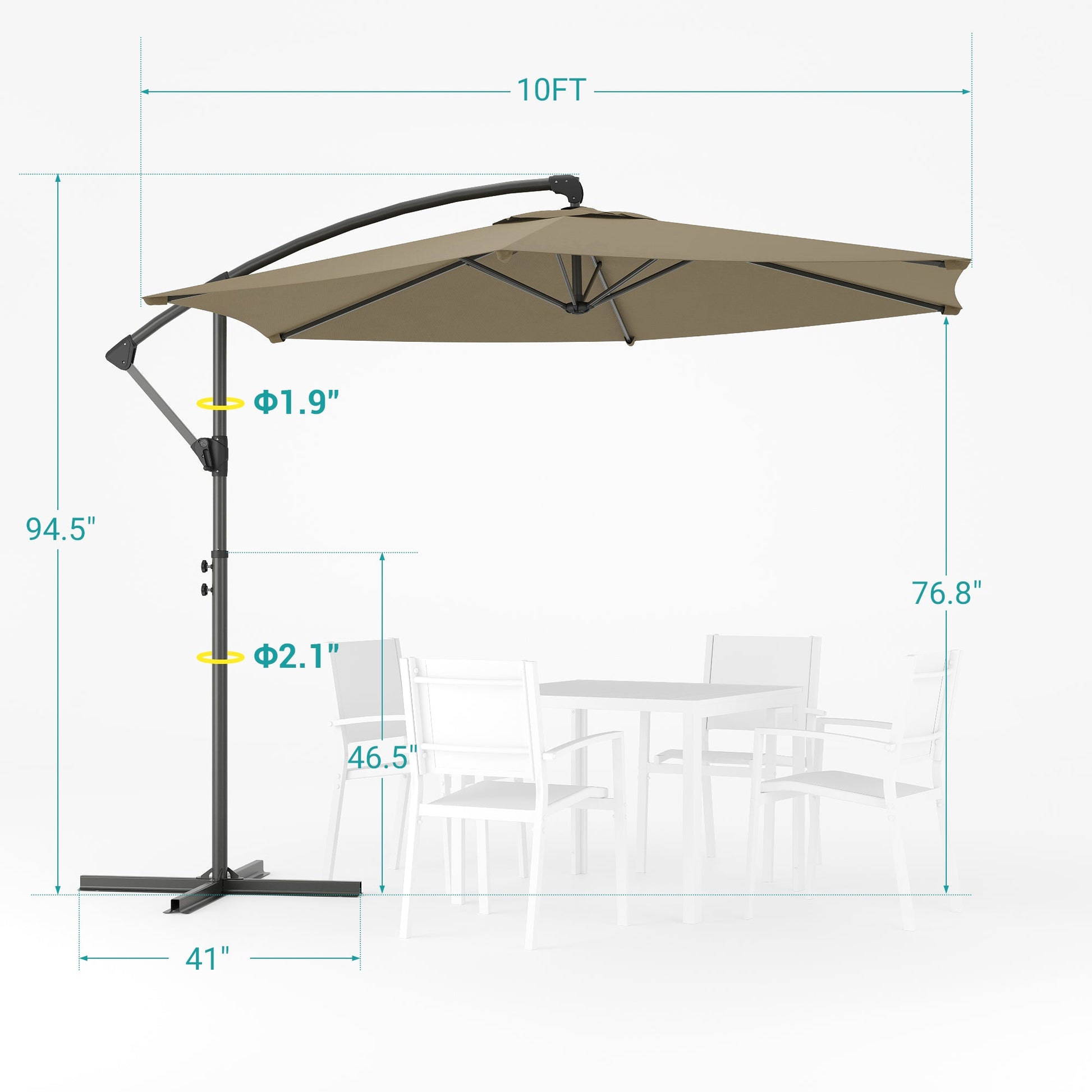 Sonkuki 10ft Patio Offset Umbrella, Foldable Crank & Safety Lock, Outdoor Cantilever Hanging Umbrella, Fade Resistant Fabric, for Pool, Deck, Garden - Sonkuki