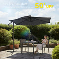 Sonkuki 10ft Patio Offset Umbrella, Foldable Crank & Safety Lock, Outdoor Cantilever Hanging Umbrella, Fade Resistant Fabric, for Pool, Deck, Garden - Sonkuki