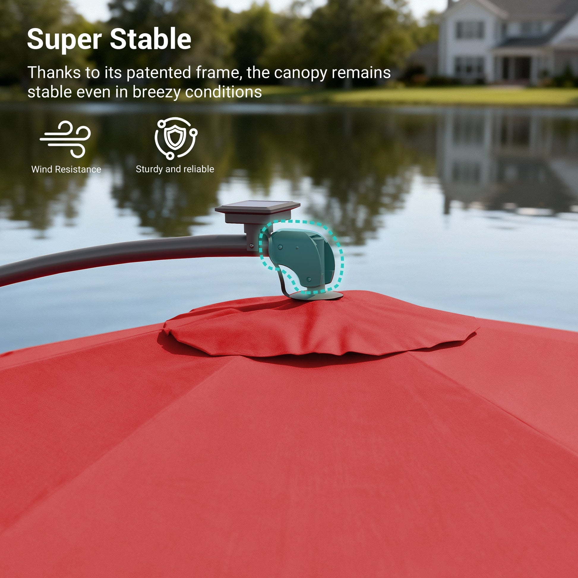 Sonkuki 10ft Patio Offset Umbrella with Solar Light Strips, Foldable Crank & Safety Lock, Outdoor Cantilever Hanging Umbrella, Fade Resistant Fabric, for Pool, Deck, Garden - Sonkuki