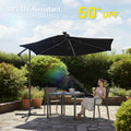 Sonkuki 10ft Patio Offset Umbrella with Solar Light Strips, Foldable Crank & Safety Lock, Outdoor Cantilever Hanging Umbrella, Fade Resistant Fabric, for Pool, Deck, Garden - Sonkuki