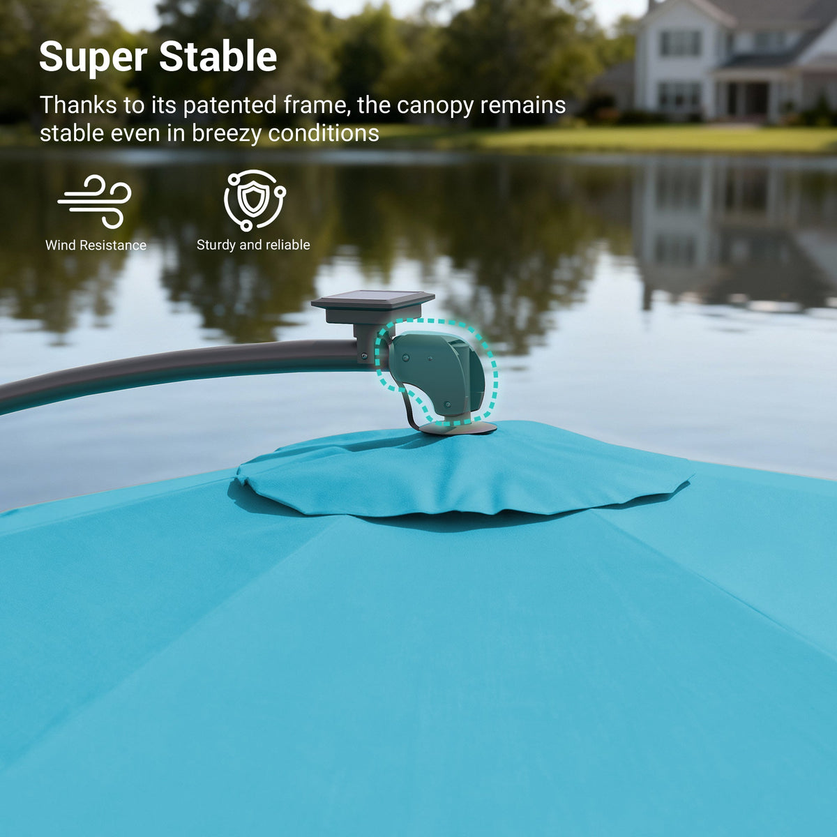 Sonkuki 10ft Patio Offset Umbrella with Solar Light Strips, Foldable Crank & Safety Lock, Outdoor Cantilever Hanging Umbrella, Fade Resistant Fabric, for Pool, Deck, Garden - Sonkuki