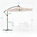 Sonkuki 10ft Patio Offset Umbrella with Solar Light Strips, Foldable Crank & Safety Lock, Outdoor Cantilever Hanging Umbrella, Fade Resistant Fabric, for Pool, Deck, Garden - Sonkuki