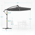 Sonkuki 10ft Patio Offset Umbrella with Solar Light Strips, Foldable Crank & Safety Lock, Outdoor Cantilever Hanging Umbrella, Fade Resistant Fabric, for Pool, Deck, Garden - Sonkuki