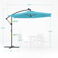 Sonkuki 10ft Patio Offset Umbrella with Solar Light Strips, Foldable Crank & Safety Lock, Outdoor Cantilever Hanging Umbrella, Fade Resistant Fabric, for Pool, Deck, Garden - Sonkuki