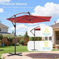 Sonkuki 10ft Patio Offset Umbrella with Solar Light Strips, Foldable Crank & Safety Lock, Outdoor Cantilever Hanging Umbrella, Fade Resistant Fabric, for Pool, Deck, Garden - Sonkuki