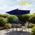 Sonkuki 10ft Patio Offset Umbrella with Solar Light Strips, Foldable Crank & Safety Lock, Outdoor Cantilever Hanging Umbrella, Fade Resistant Fabric, for Pool, Deck, Garden - Sonkuki