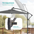 Sonkuki 10ft Patio Offset Umbrella with Solar Light Strips, Foldable Crank & Safety Lock, Outdoor Cantilever Hanging Umbrella, Fade Resistant Fabric, for Pool, Deck, Garden - Sonkuki
