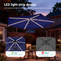 Sonkuki 10ft Patio Offset Umbrella with Solar Light Strips, Foldable Crank & Safety Lock, Outdoor Cantilever Hanging Umbrella, Fade Resistant Fabric, for Pool, Deck, Garden - Sonkuki