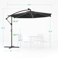 Sonkuki 10ft Patio Offset Umbrella with Solar Light Strips, Foldable Crank & Safety Lock, Outdoor Cantilever Hanging Umbrella, Fade Resistant Fabric, for Pool, Deck, Garden - Sonkuki