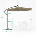 Sonkuki 10ft Patio Offset Umbrella with Solar Light Strips, Foldable Crank & Safety Lock, Outdoor Cantilever Hanging Umbrella, Fade Resistant Fabric, for Pool, Deck, Garden - Sonkuki