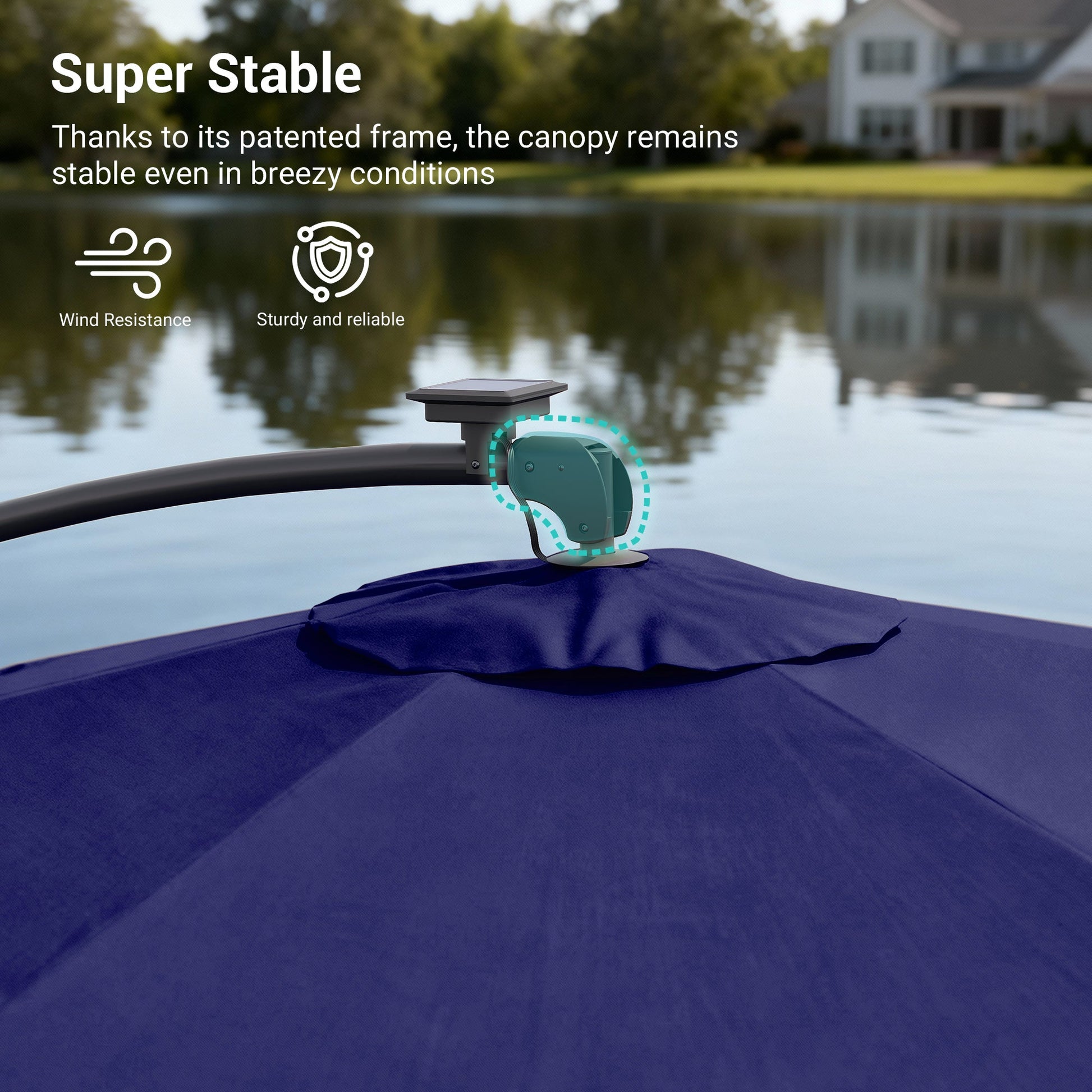 Sonkuki 10ft Patio Offset Umbrella with Solar Light Strips, Foldable Crank & Safety Lock, Outdoor Cantilever Hanging Umbrella, Fade Resistant Fabric, for Pool, Deck, Garden - Sonkuki