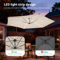 Sonkuki 10ft Patio Offset Umbrella with Solar Light Strips, Foldable Crank & Safety Lock, Outdoor Cantilever Hanging Umbrella, Fade Resistant Fabric, for Pool, Deck, Garden - Sonkuki