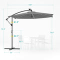 Sonkuki 10ft Patio Offset Umbrella with Solar Light Strips, Foldable Crank & Safety Lock, Outdoor Cantilever Hanging Umbrella, Fade Resistant Fabric, for Pool, Deck, Garden - Sonkuki