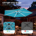 Sonkuki 10ft Patio Offset Umbrella with Solar Light Strips, Foldable Crank & Safety Lock, Outdoor Cantilever Hanging Umbrella, Fade Resistant Fabric, for Pool, Deck, Garden - Sonkuki