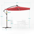 Sonkuki 10ft Patio Offset Umbrella with Solar Light Strips, Foldable Crank & Safety Lock, Outdoor Cantilever Hanging Umbrella, Fade Resistant Fabric, for Pool, Deck, Garden - Sonkuki