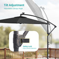 Sonkuki 10ft Patio Offset Umbrella with Solar Light Strips, Foldable Crank & Safety Lock, Outdoor Cantilever Hanging Umbrella, Fade Resistant Fabric, for Pool, Deck, Garden - Sonkuki