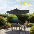 Sonkuki 10ft Patio Offset Umbrella with Solar Light Strips, Foldable Crank & Safety Lock, Outdoor Cantilever Hanging Umbrella, Fade Resistant Fabric, for Pool, Deck, Garden - Sonkuki