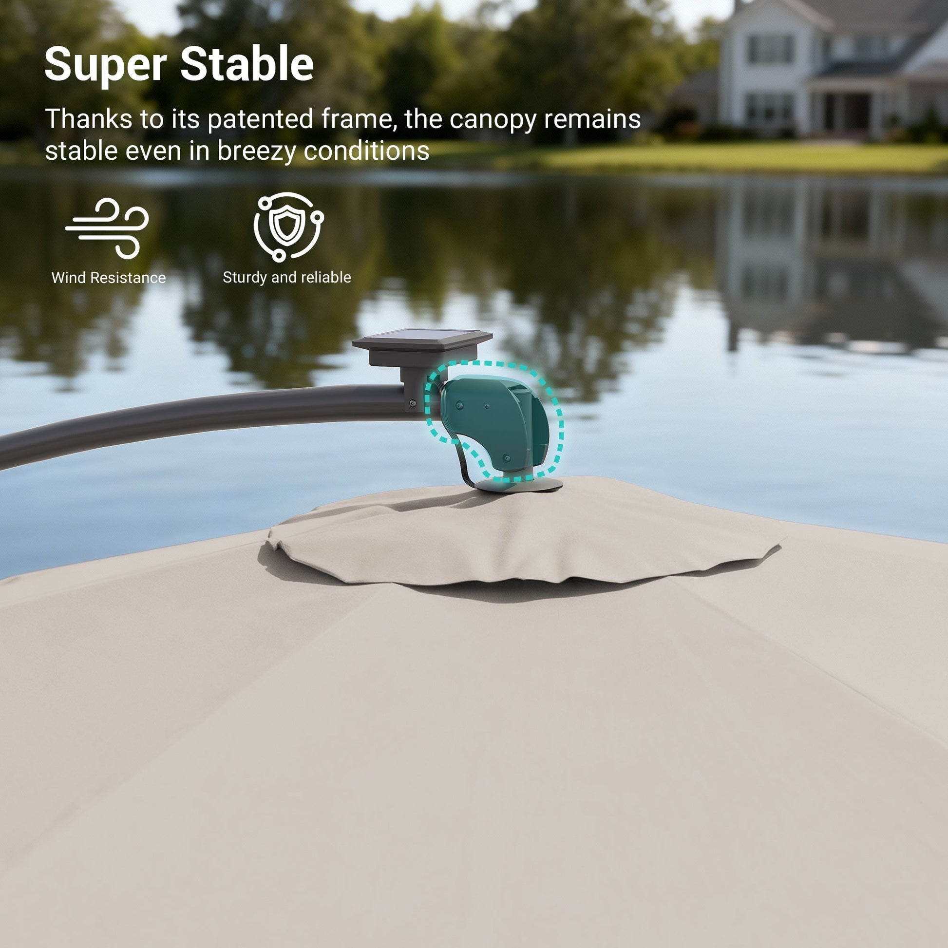 Sonkuki 10ft Patio Offset Umbrella with Solar Light Strips, Foldable Crank & Safety Lock, Outdoor Cantilever Hanging Umbrella, Fade Resistant Fabric, for Pool, Deck, Garden - Sonkuki